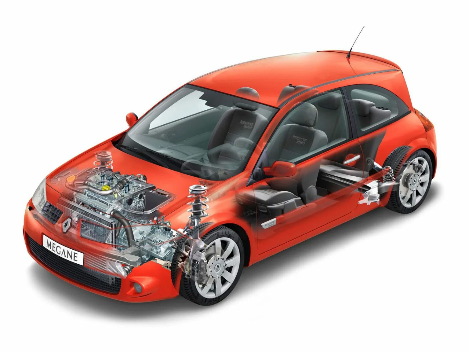 Детали renault. Рено Меган 3 РС. Renault Megane Cutaway. Renault Megane 2006. Renault Megane RS 2004.