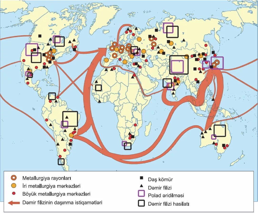 Основные центры добычи. Экспорт железной руды в мире карта. Мировая карта цветной металлургии.