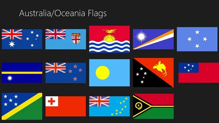 set countries flags oceania