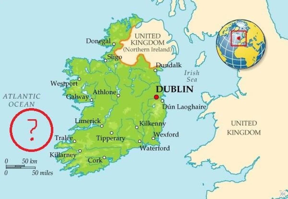Где находится остров Ирландия на карте. Дублин столица Ирландии на карте.