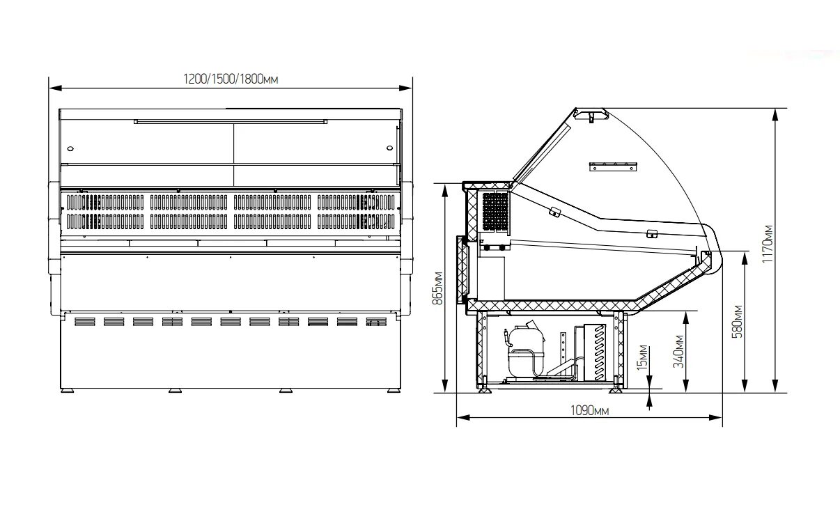 Витрина габариты. Холодильная витрина МХМ. Витрина Илеть ВХС 1.5. Витрина холодильная Марихолодмаш Нова ВХН-1,8. Марихолодмаш Таир ВХС-1.5 чертеж.