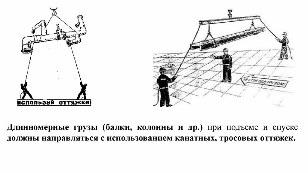 Оттяжки для строповки грузов. Оттяжка для перемещения груза. Оттяжка для стропальщика. Оттяжка при подъеме груза.