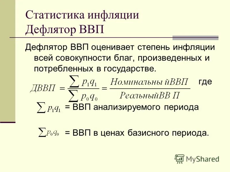 Определить уровень инфляции за год. Темп инфляции по дефлятору формула. Дефлятор ВВП формула. Уровень инфляции по дефлятору ВВП. Инфляция по дефлятору ВВП формула.