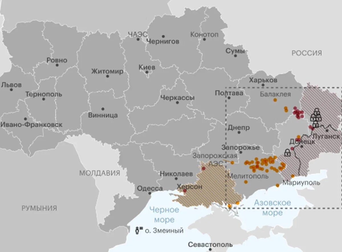 Юг Украины. Территория Украины под контролем России. Территории Украины подконтрольные России. Карта Украины.