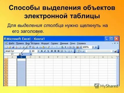 Столбцы электронной таблицы excel