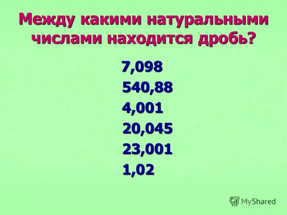 Между какими соседними числами находится дробь. Между какими соседними числами находится дробь