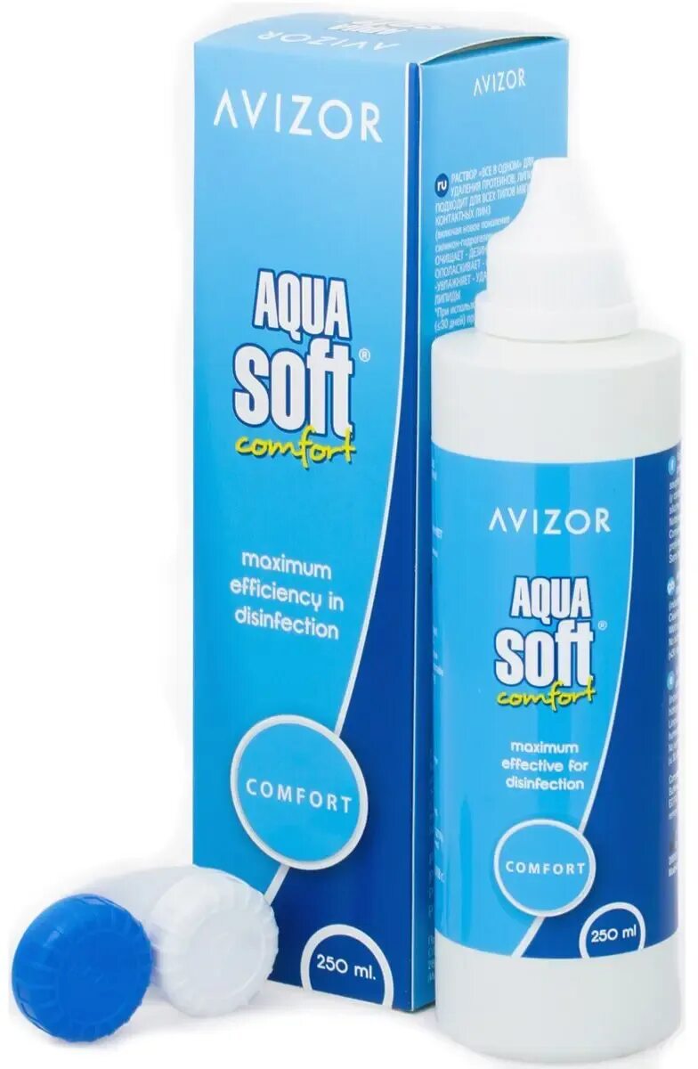 Купить раствор для линз мл. Авизор Аквасофт комфорт 350. Avizor Aqua Soft раствор для линз 350мл. Раствор универсальный Avizor Aqua Soft Comfort (350 мл). Раствор для линз (Аквасофт) Avizor 250 мл.