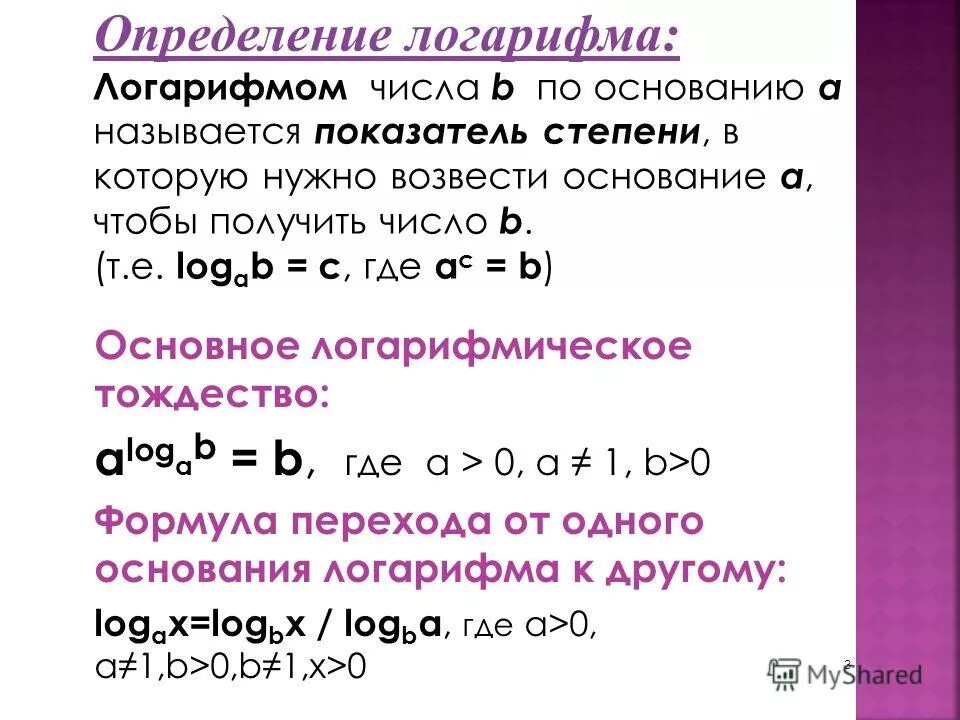 логарифмом положительного числа b
