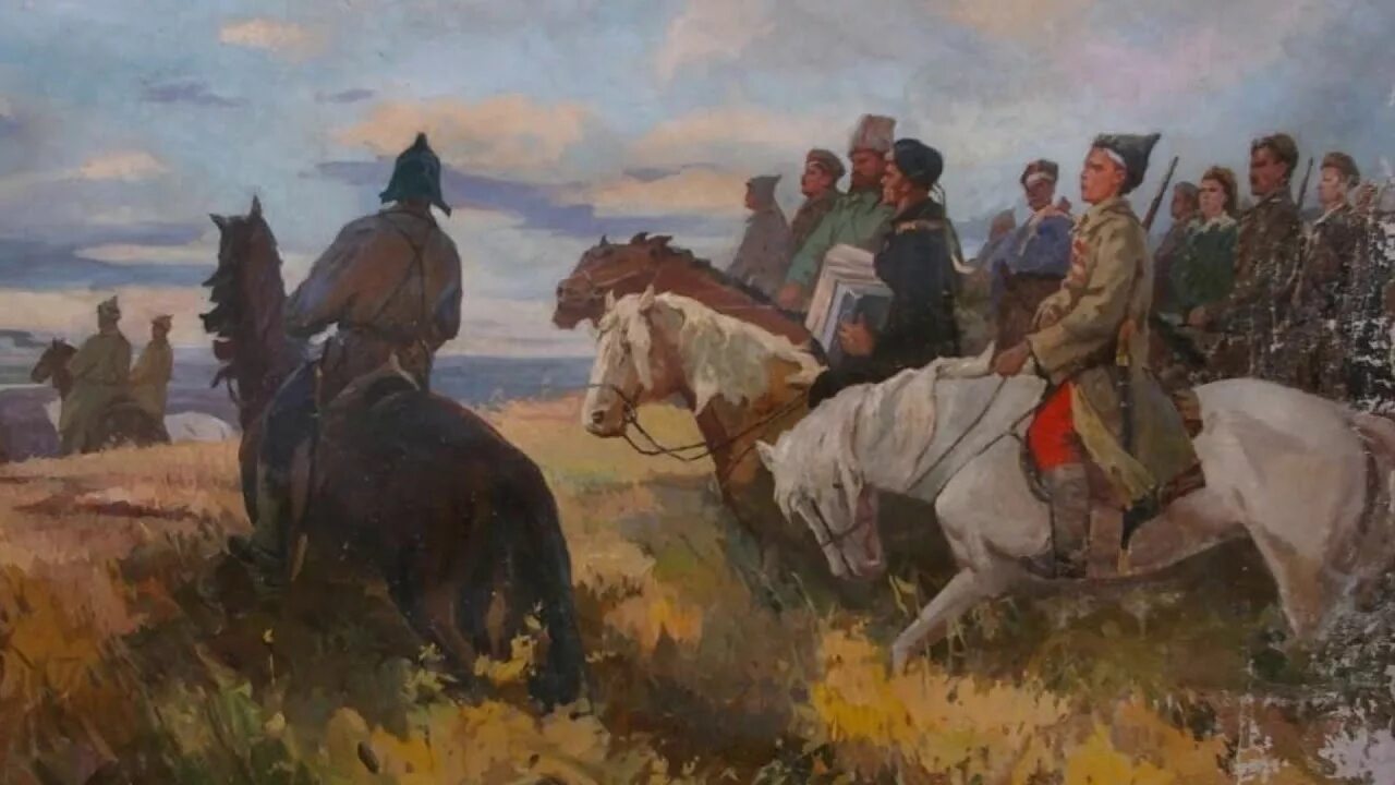 Вдали за рекой песня. "Бой под Егорлыкской" (1927-29). Греков. Картина по долинам и по взгорьям. По долинам и по взгорьям....