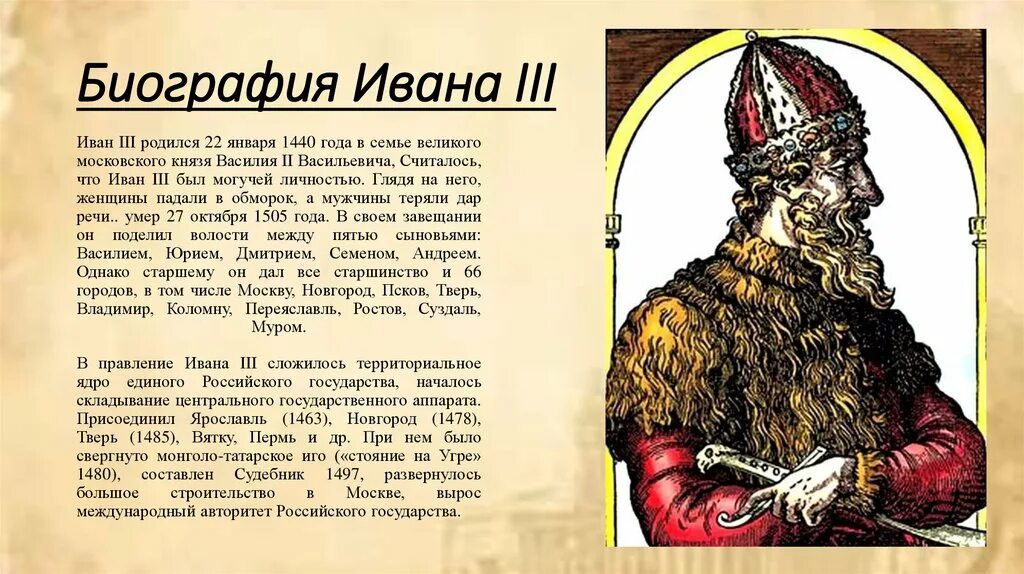 Биография ивана 3. Иван III Васильевич (1440 - 1505). Иван III Васильевич (Великий) (1462-1506). Иван III Васильевич 1462-1505 Государь всея Руси. Царь Московский Иван 3.