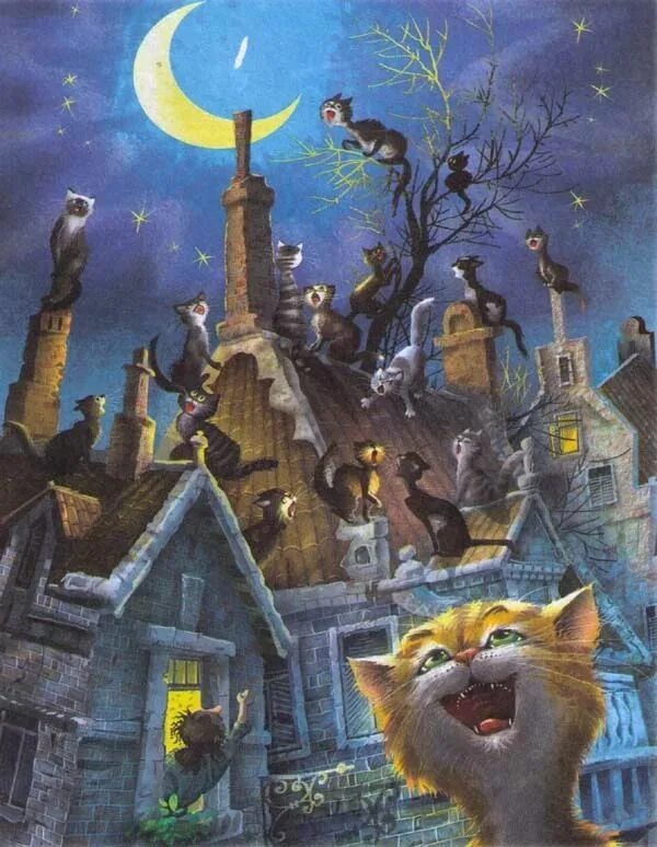 Чудесны лунные мартовские ночи сказочным кажется ночной. Кот на крыше. Сказочная кошка. Сказочный кот. Сказочная ночь.