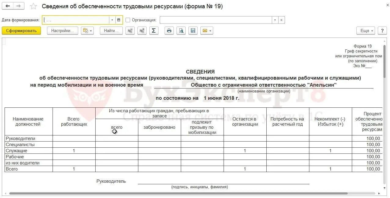 Форма 19 воинский учет бланк 2023 образец