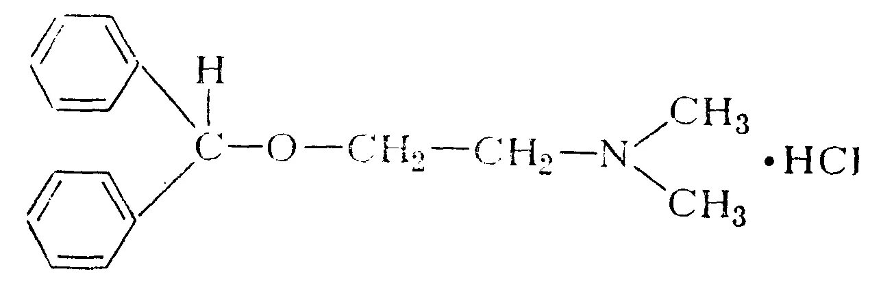 Димедрол подлинность реакции. Димедрол структурная формула. Димедрол формула химическая. Синтез димедрола. Димедрол + HCL.