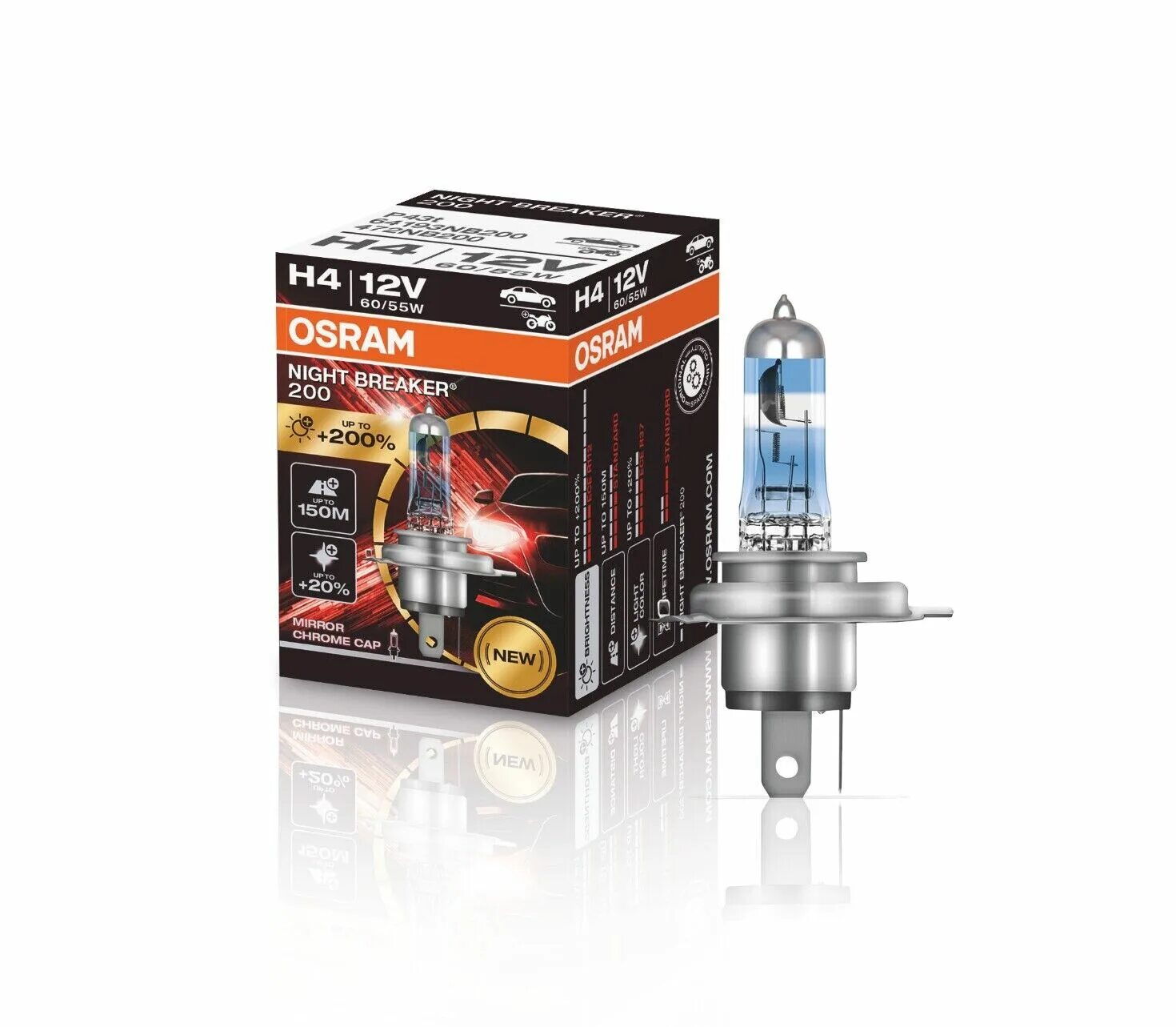 Osram Night Breaker +200% 64193nb200-HCB p43t. Осрам +200 h4. Лампа Osram 64193nb200 h4 60/55 p43t (+200% света) Night Breaker 200 (1шт). Osram Night Breaker +200% h1.