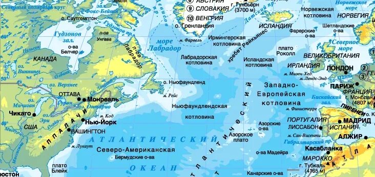Страны расположены по берегам морей океанов