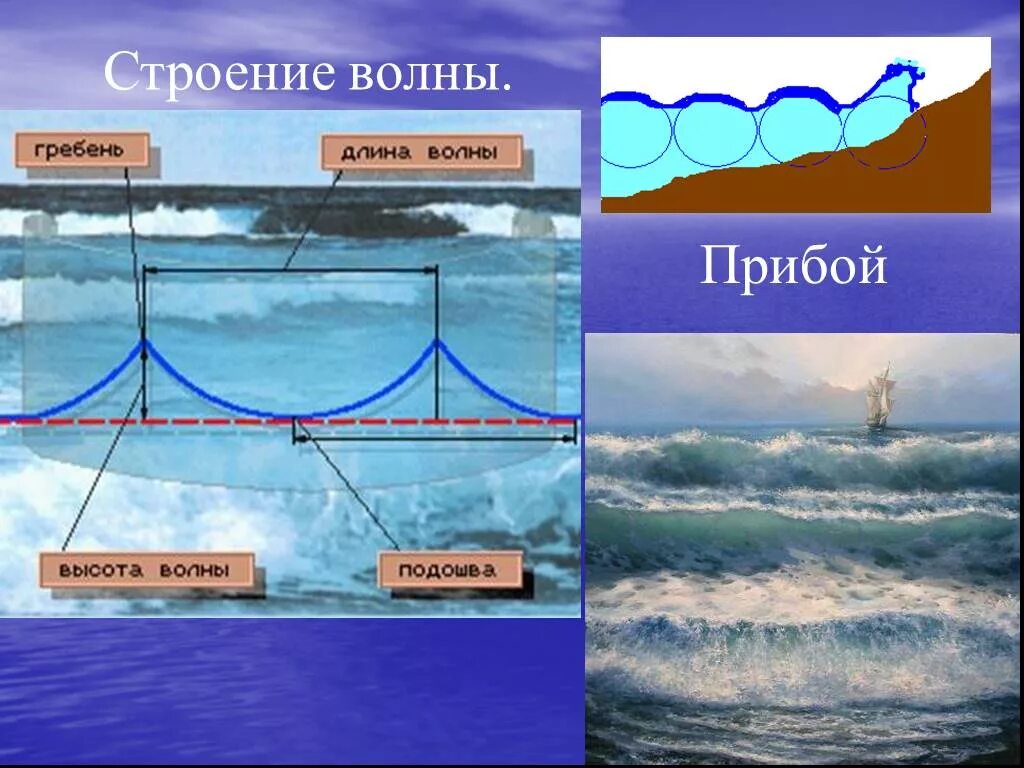 Вид волн имеет наименьшую длину. Движение воды в океане волны. Структура волны. Схема волны. Схема волны в океане.