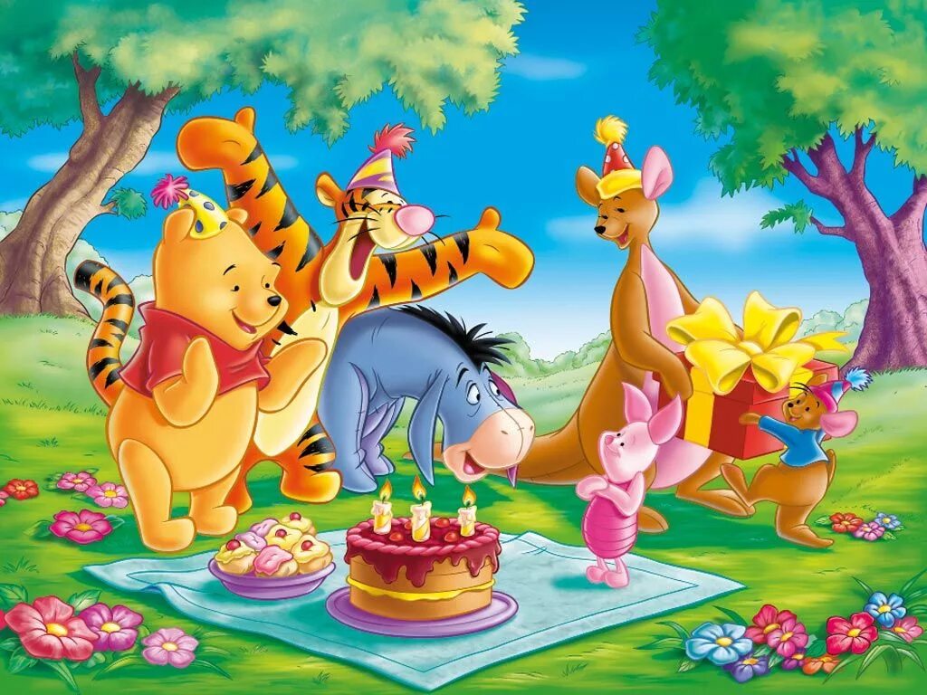 Сказка день рождения детям. Винни пух Дисней день рождения. С днем рождения Винни пух. С днём рождения мультяшные. С днём рождения ребёнку.