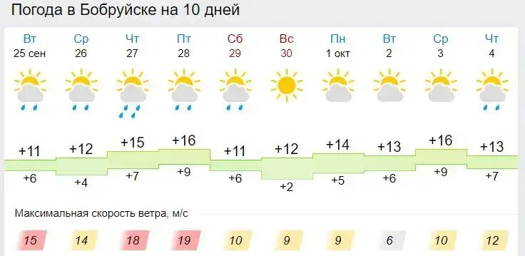 Погода в бобруйске на 10