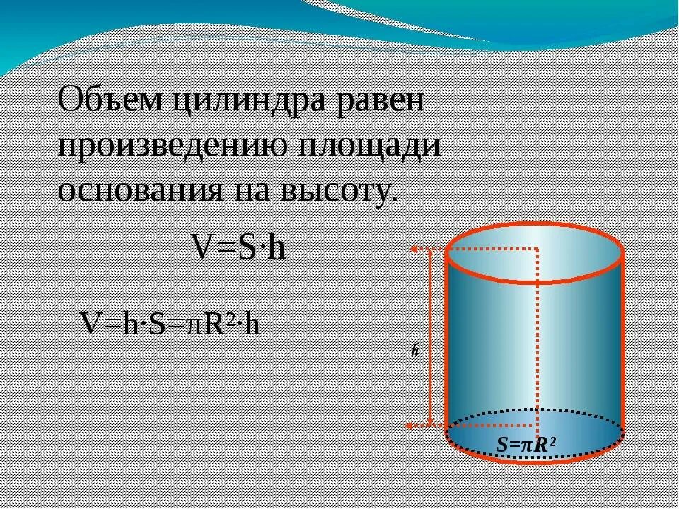 Формула для исчисления объема цилиндра. Как посчитать формулу цилиндра. Формула объема цилиндрической. Объем цилиндра формула диаметр. Куб воды в цилиндре