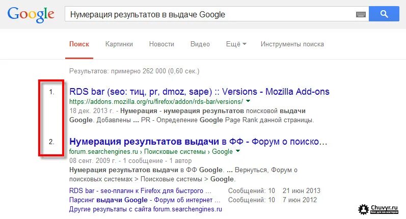 Google результаты поиска