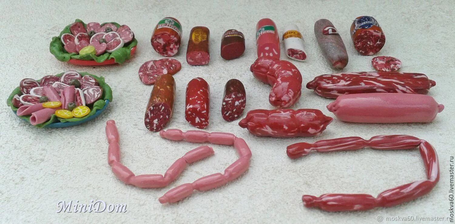 Фантастический фарш. Мясо из пластилина. Еда из пластилина. Полимерная глина колбаса. Как слепить мясо.
