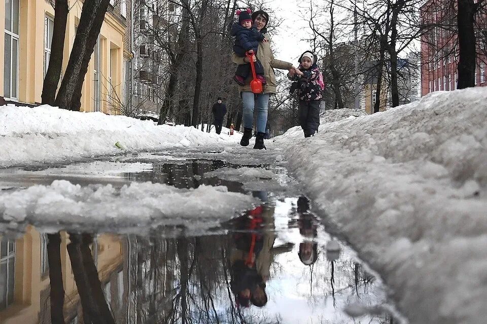 Весеннее потепление. Оттепель в Москве. Потепление зимой.