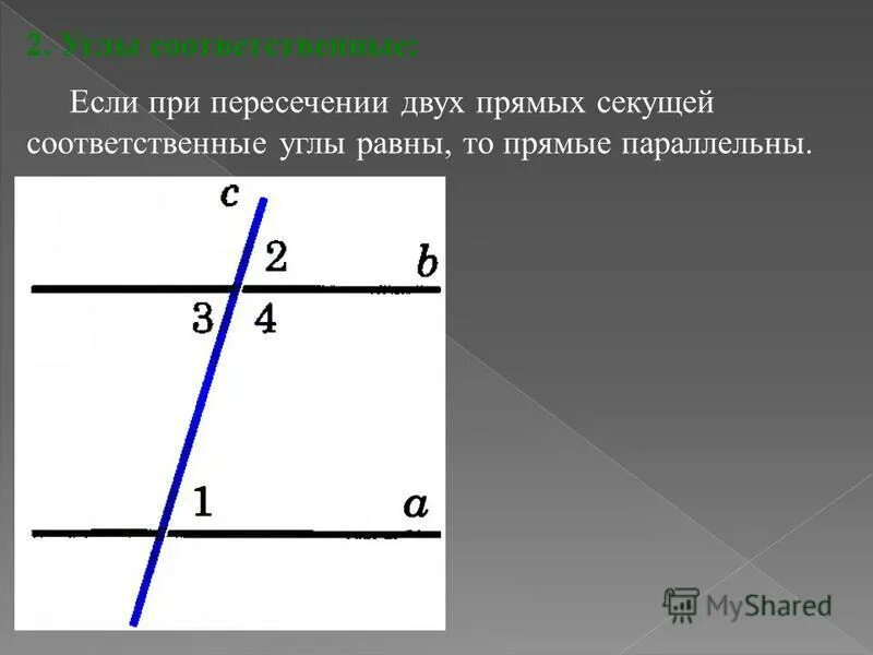 Соответственные углы при данных прямых