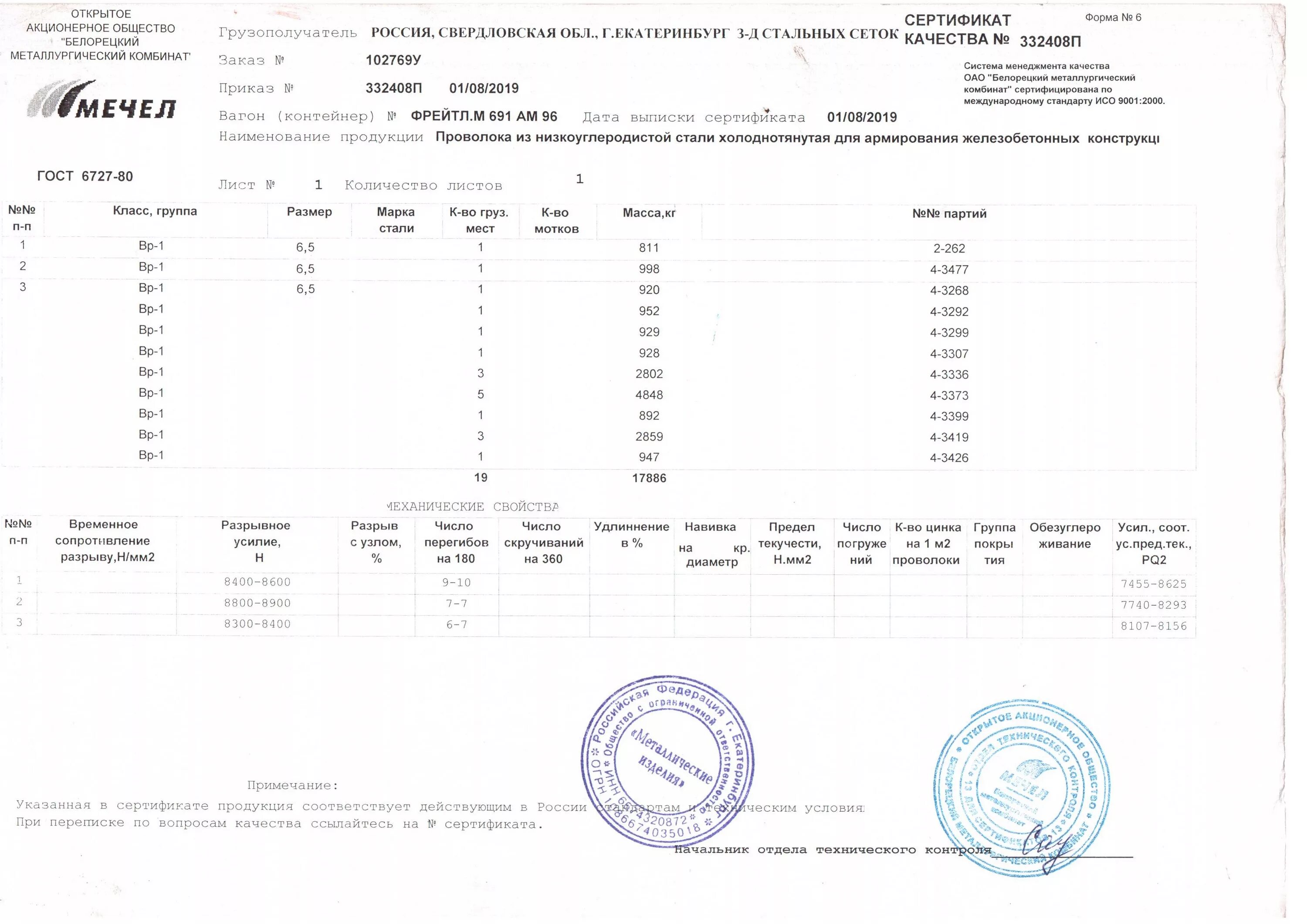 Сертификат качества на проволоку св08г2с ЭСАБ. Сертификат на сварочную проволоку св-04х19н11м3.