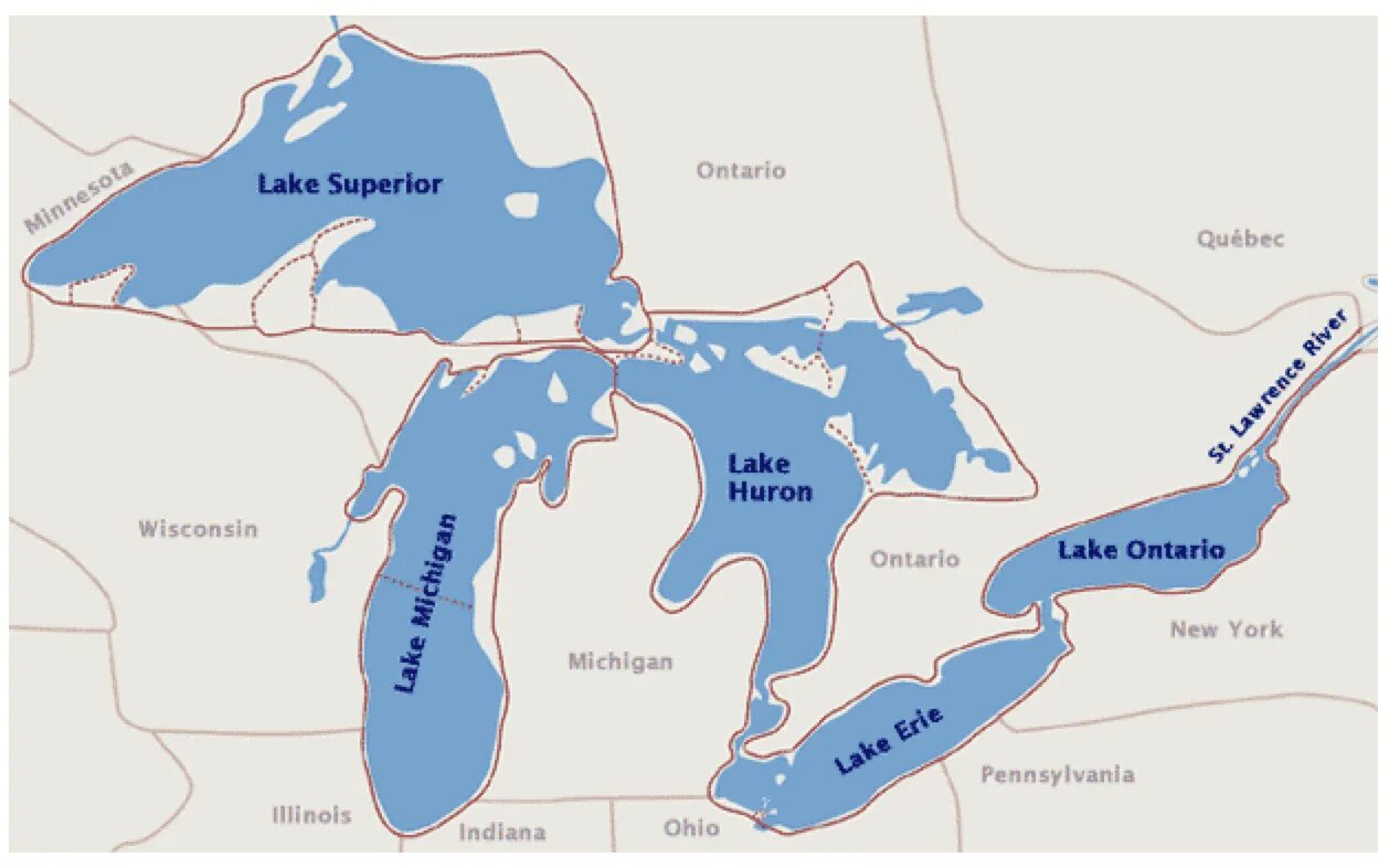 На контурной карте Великие озера Верхние Мичиган Гурон Эри Онтарио. Великие озёра Северной Америки на карте. Озера верхнее Мичиган Гурон Эри Онтарио на карте Северной Америки. Великие американские озёра верхнее Гурон Мичиган Эри Онтарио. Водная система озер