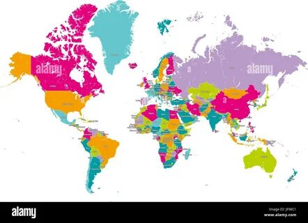 Map Of The World With Names High Resolution Stock Photography and 