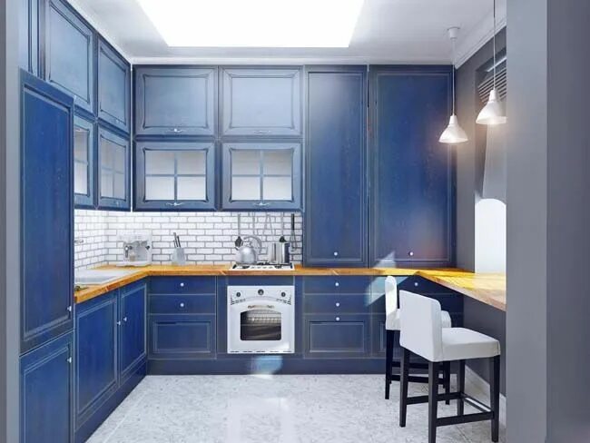 Кухня в синем цвете Kitchen interior, Blue kitchen cabinets, Kitchen remodel