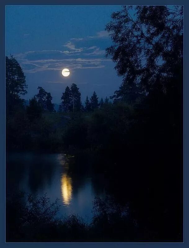 4 вечера темно. Летняя ночь. Луна над озером. Ночной пейзаж. Красивые ночные пейзажи.