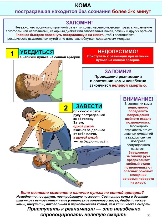 В состоянии комы первая помощь