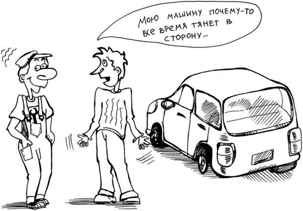 После переобувки машину тянет влево