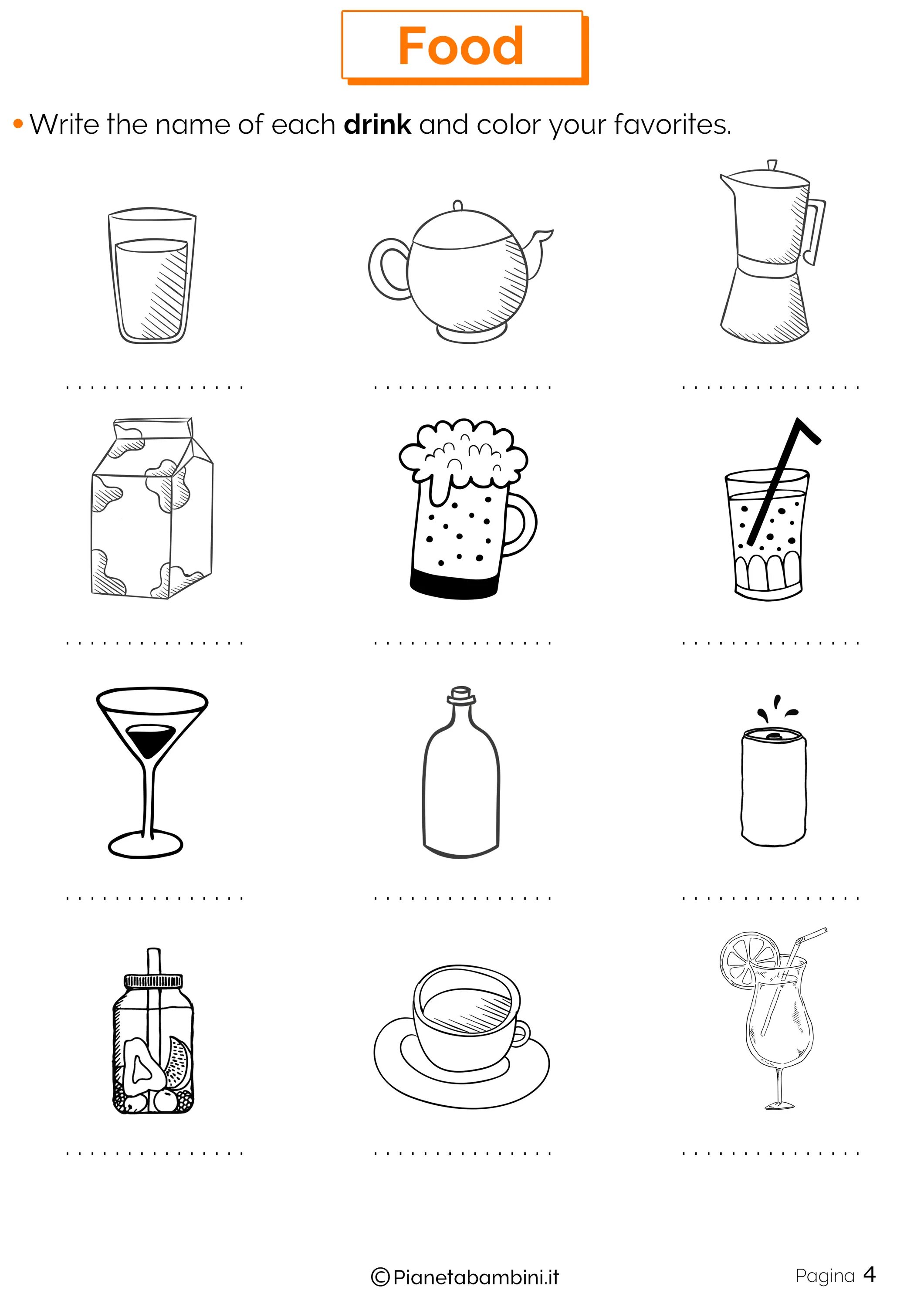 Задание про напитки. Food раскраска на английском. Writing food and Drink. Drinks worksheets