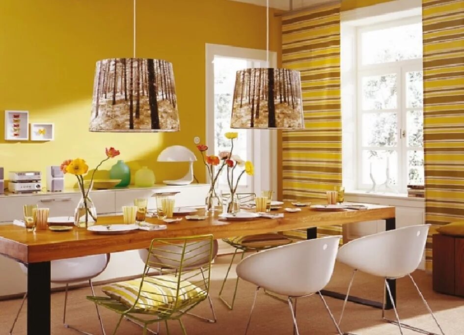 Желтый цвет в интерьере. Желтые стены на кухне. Интерьер в желтых тонах. Горчичный цвет в интерьере кухни. Горчичная столовая