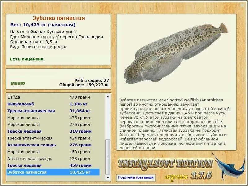 Зубатка размеры – Telegraph