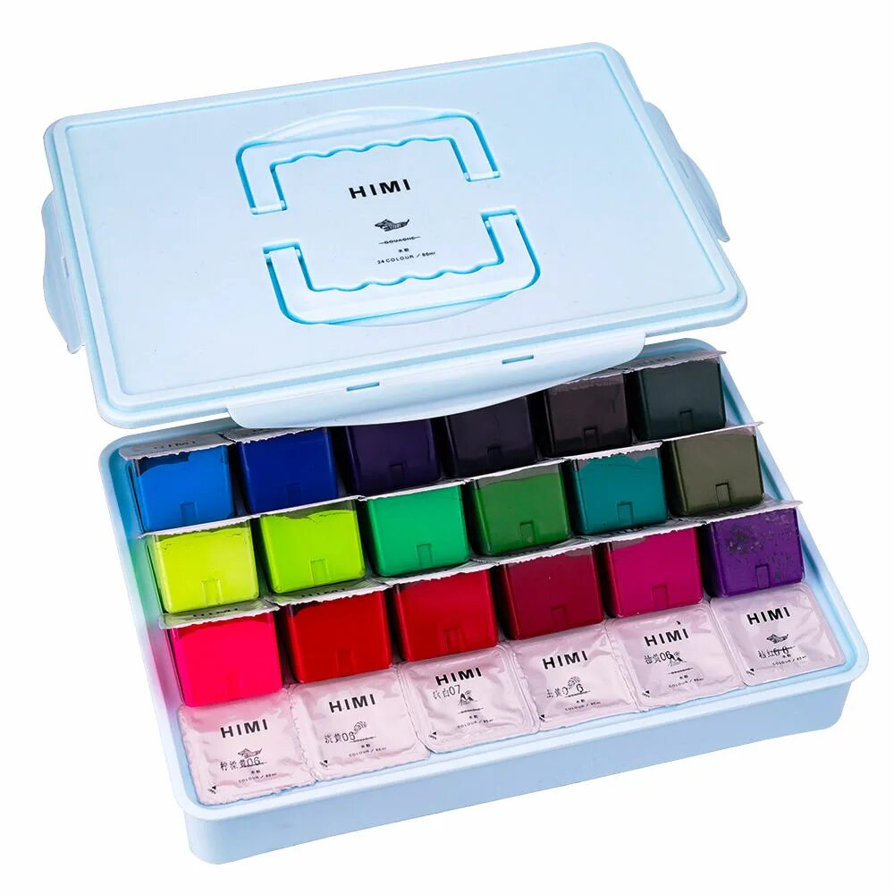 Краски мл цвета. Гуашь himi 24 colors. himi gouache 24. himi miya гуашь. краски himi гуашевые.