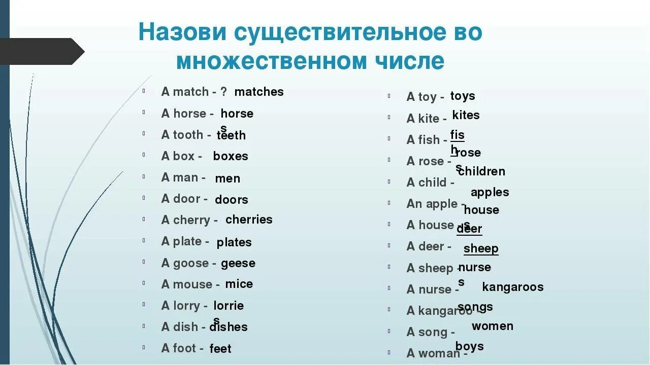 Match множественное число. Множественное число в английском. Исключения множественного числа в английском языке. Множественное число существительных в английском языке. Tree множественное число