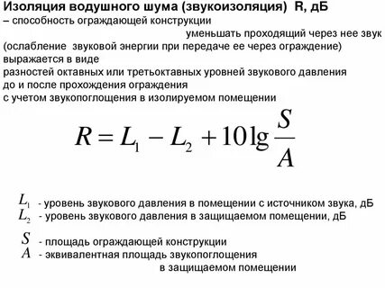 Расчет звукоизоляции ограждающих конструкций