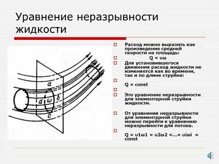 Уравнение неразрывности гидравлика
