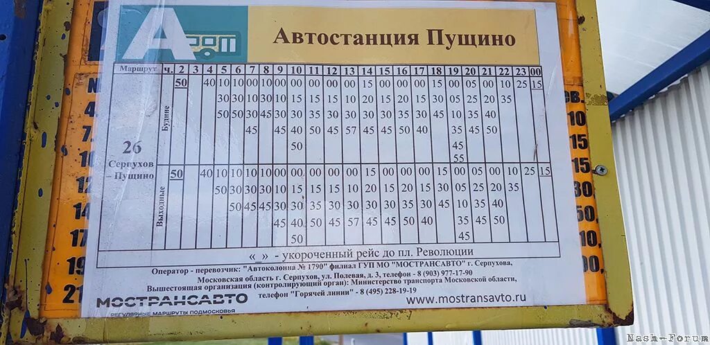 Автобус подольск серпухов расписание