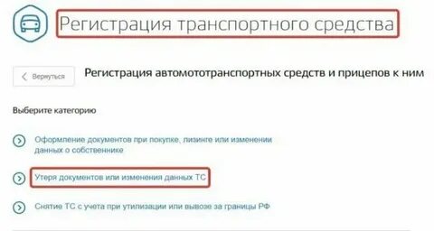 Утерян стс через госуслуги