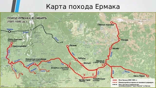 Поход Ермака Тимофеевича в Сибирь. Поход Ермака в Сибирь карта. Карта похода Ермака в Сибирь в 1582-1585. Путь Ермака Тимофеевича на карте России. Поход ермака карта контурная