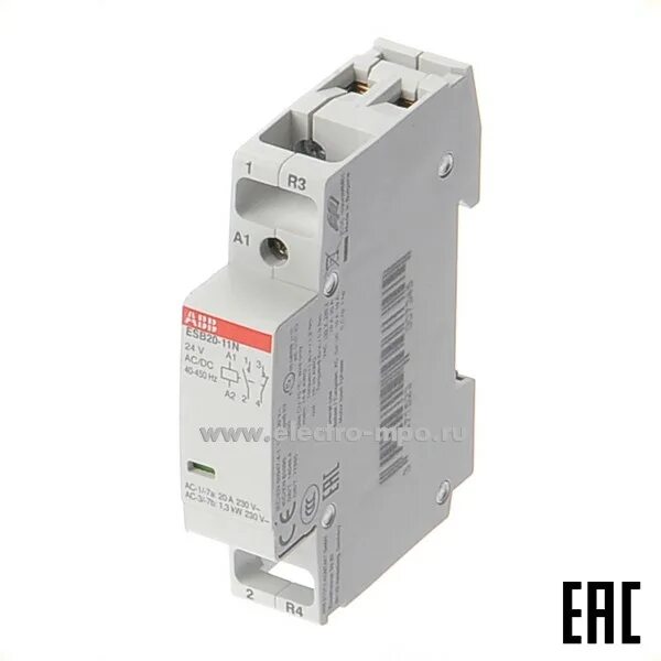 Контактор 16а 230в. ESB 20-20 ABB. ABB контактор esb20-20n-06 модульный. ABB ESB 20-20n. Контактор модульный 20а.