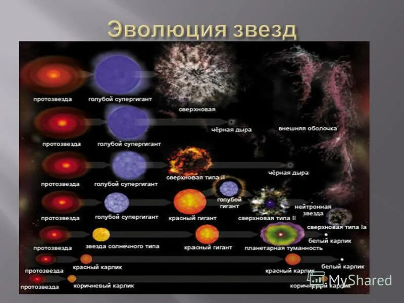 Эволюция звезд 11 класс. Эволюция звезд. Эволюция звезд типы. Схема эволюции звезд. Стадии эволюции звезд.