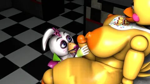 toy chica (fnaf), hi res, animatronic, anthro, big breasts, breasts, female...