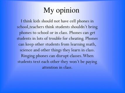 In my opinion