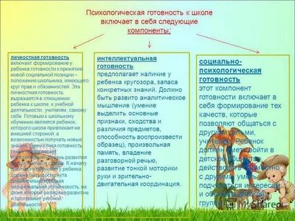 Содержание готовности к школьному обучению