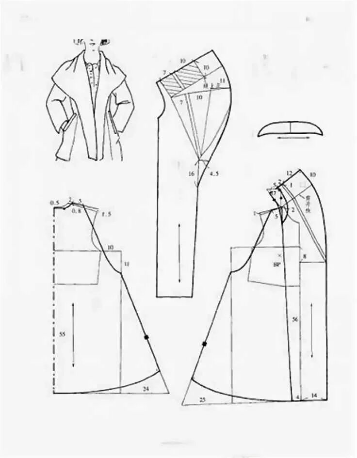 Пальто с цельнокроеным капюшоном выкройка Бурда. Пальто с цельнокроенным воротником Бурда. Выкройка полупальто. Моделирование пальто женского.